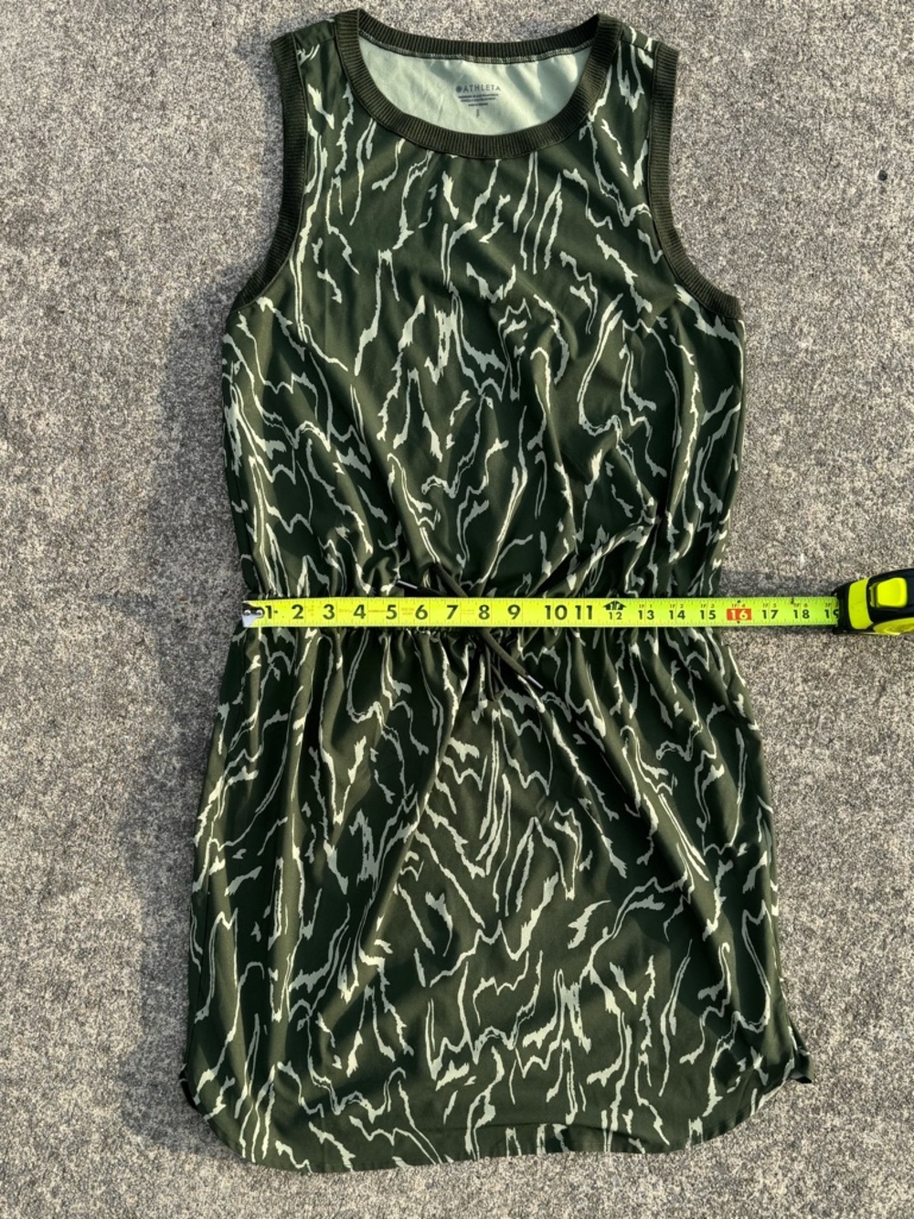 Athleta Rincon Olive Green Abstract Printed Sleeveless Athletic Tank Dress S - Picture 6 of 10